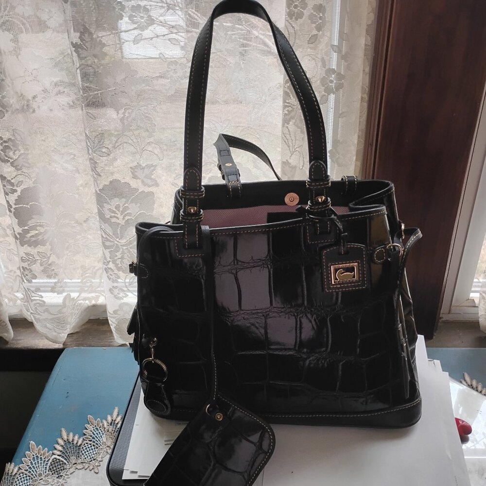 Dooney and Bourke black embossed satchel